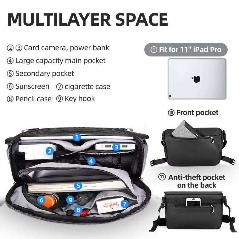 Men's Crossbody Bag Water Messenger Bag Shoulder Crossbody Inch Ipad Leisure And Fashion