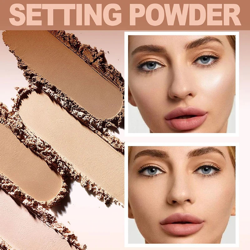 Lasting Oil Control Pressed Powder Bronzer Natural Brighten Waterproof Nude Setting Loose Translucent Powder Dupes Makeup Women 250716