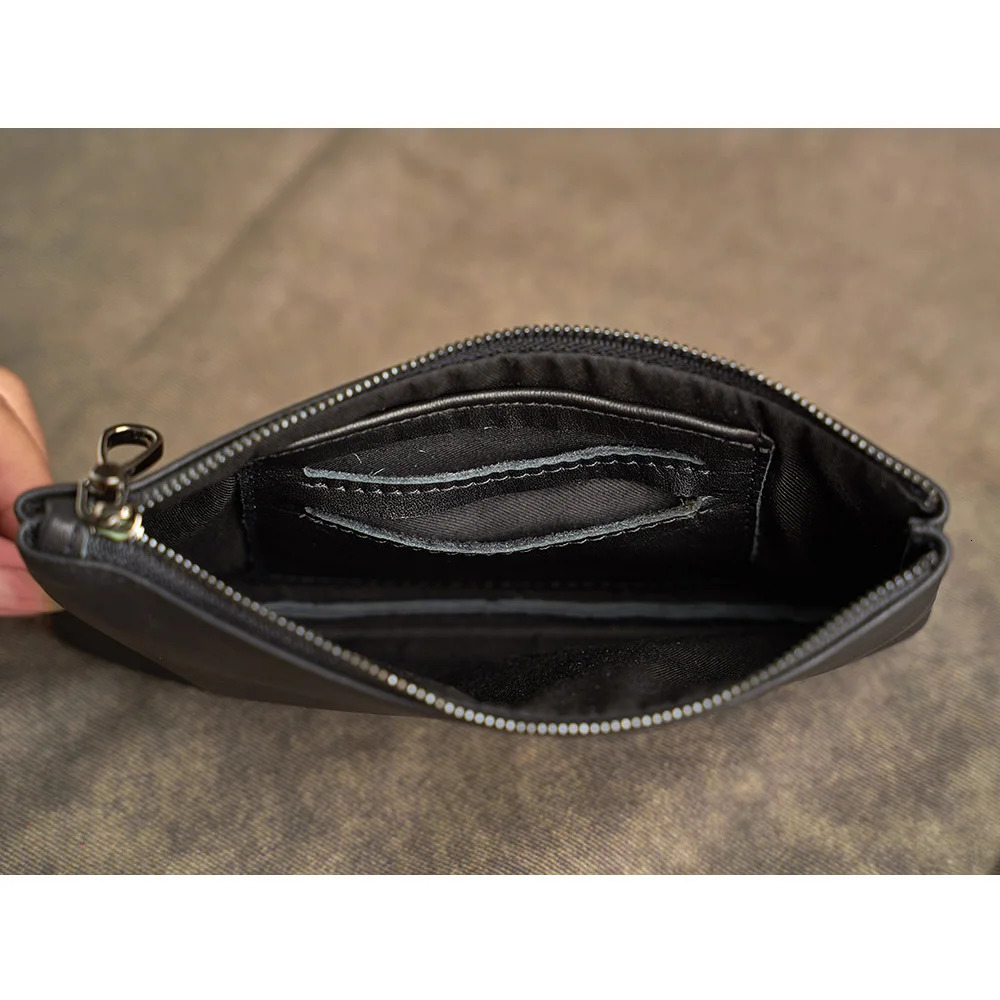 Mens Genuine Leather Long Zipper Wallet First Layer Cowhide Youth Ultra-Thin Handbag Wallet Trendy Simple Wallet 250723
