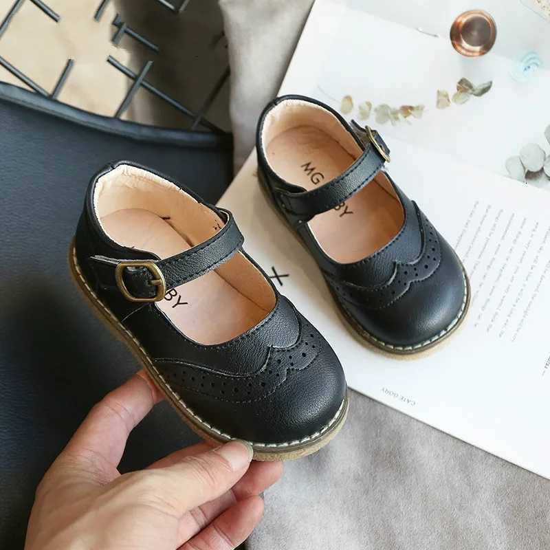 New Girls Leather Shoes Casual Girls Autumn Winter Kids Pu Show White Shoes Childrens Black Pink Size 21-30 Flats XJ250724