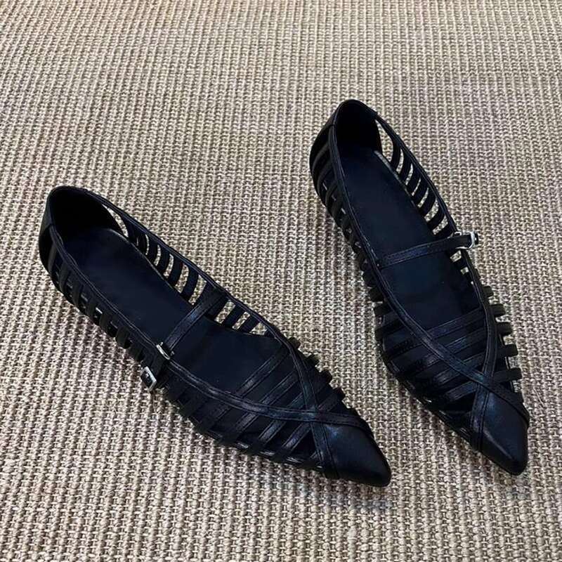 Heel Sandals Sandals Shoes Women Heels French Style Hollow Woven Pointed Toe Low Heel Women S Shoes New Breathable Comfortable Trendy Sanda