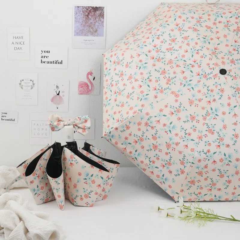 Fresh Flowers and Rain Dual-purpose Parasol Automatic Umbrella for Women with High-end Ultraviolet Sun Protection Sun Umbrella R250724
