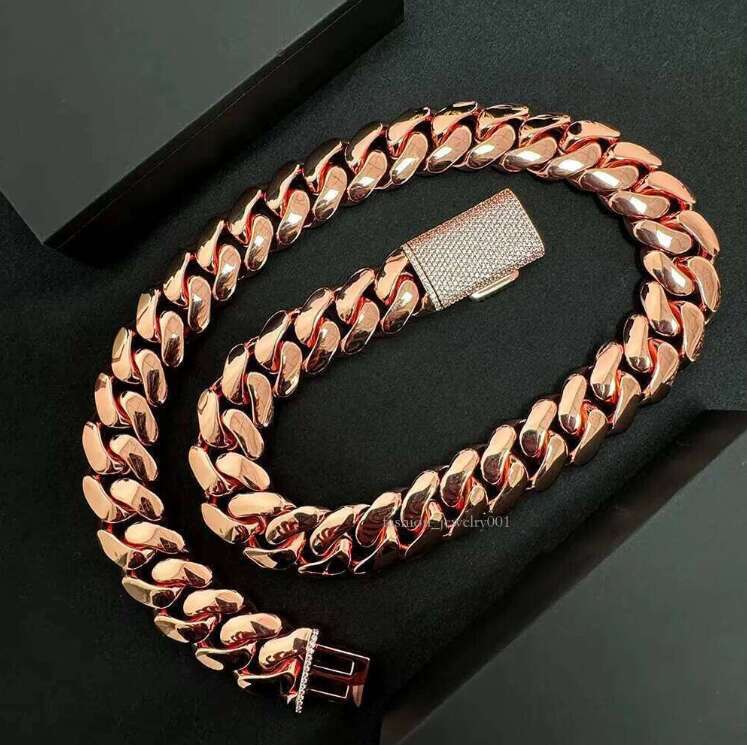 12mm k Sier Hip Hop Rose Gold Plated Custom Iced Out Clasp Miami Moissanite Cuban Chain