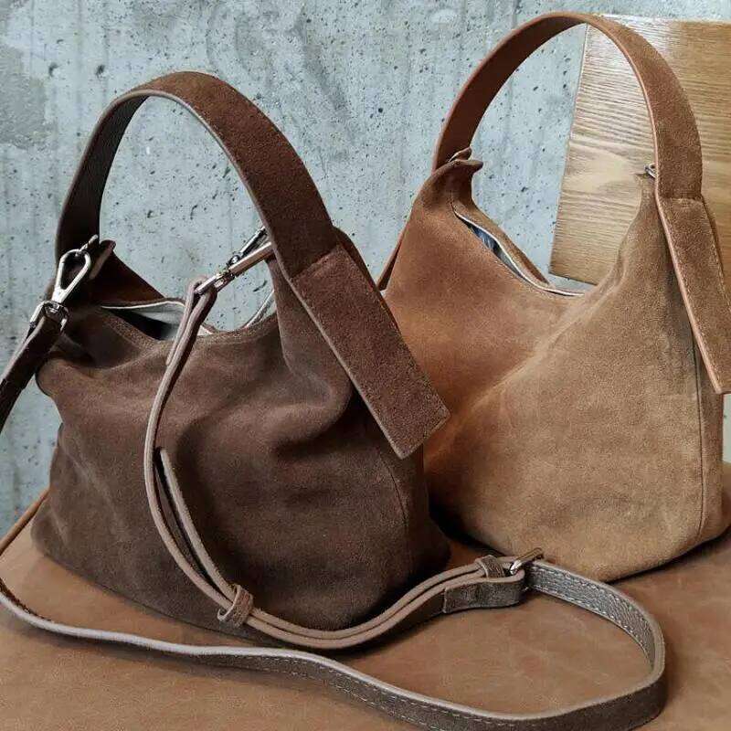 Luxury designer niche retro fashion high quality matte suede shoulder messenger bag casual simple multi-functional brand women