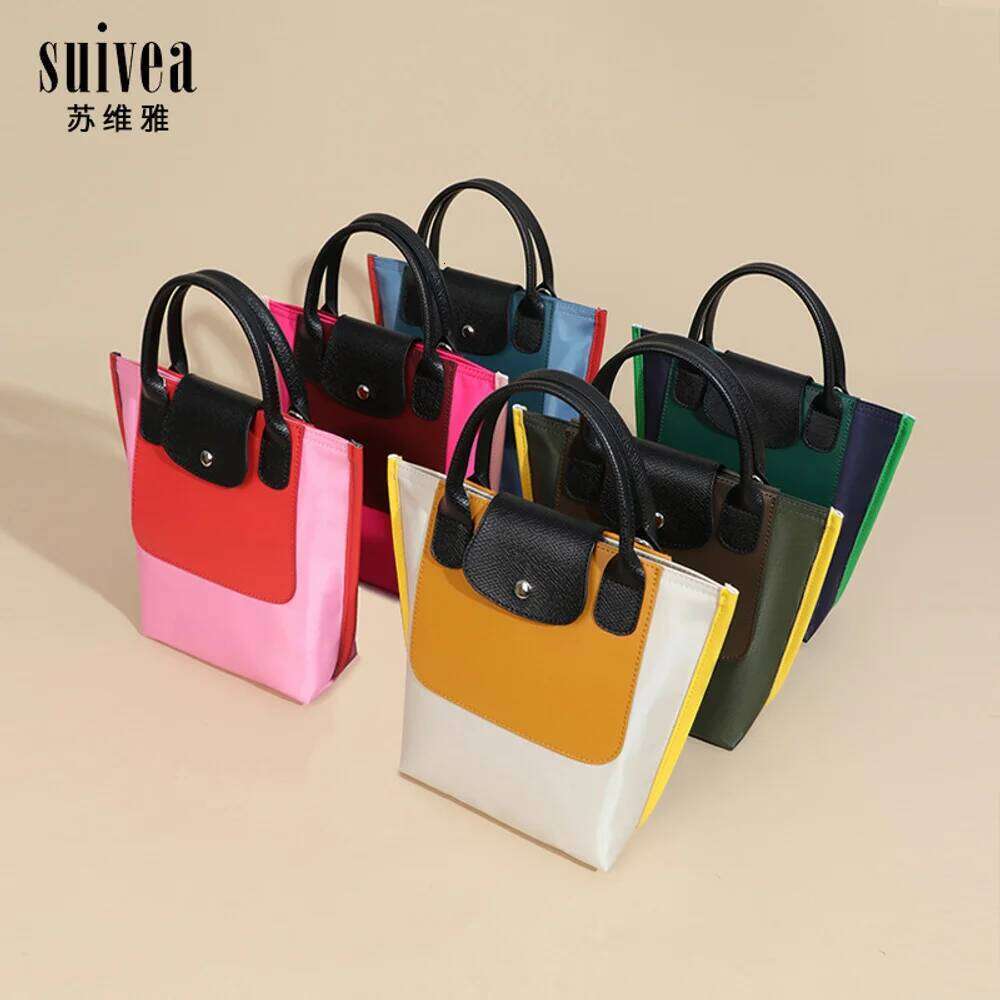 2025 New Nylon Color Blocked Tote Large Capacity Shoulder High Quality Texture Fashion Handbag Versatile Women's Bag
