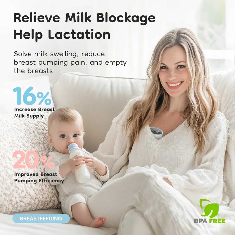 Electric Wearable Breastmilk Pump Handsfree BPA Free Low Noise Powerful Suction 4 Modes 12 Levels Shell Shape Wireless Breast Pump X2507241