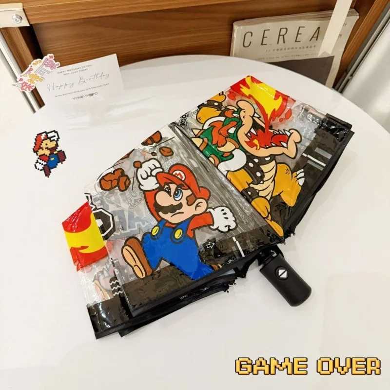 Super Mario Bros Automatic Umbrella Transparent Solid Color Manual Umbrellas Cartoon Outdoor Rain Umbrella Fashion Portable Gift R250724
