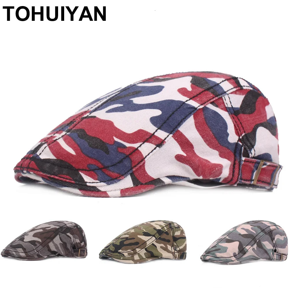 Classic Camouflage Flat Cap For Men Outdoor Military Hunting Hat Casual Cotton sboy Beret Caps Women Boinas Peaked Hats 250723