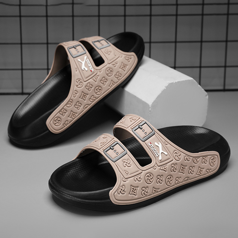 2025 new Men's Summer Outdoor Casual Sports Slippers Size 45 One-strap Flip-flops Non-slip Wear-resistant Thick-soled Coconut Slippers for Home U