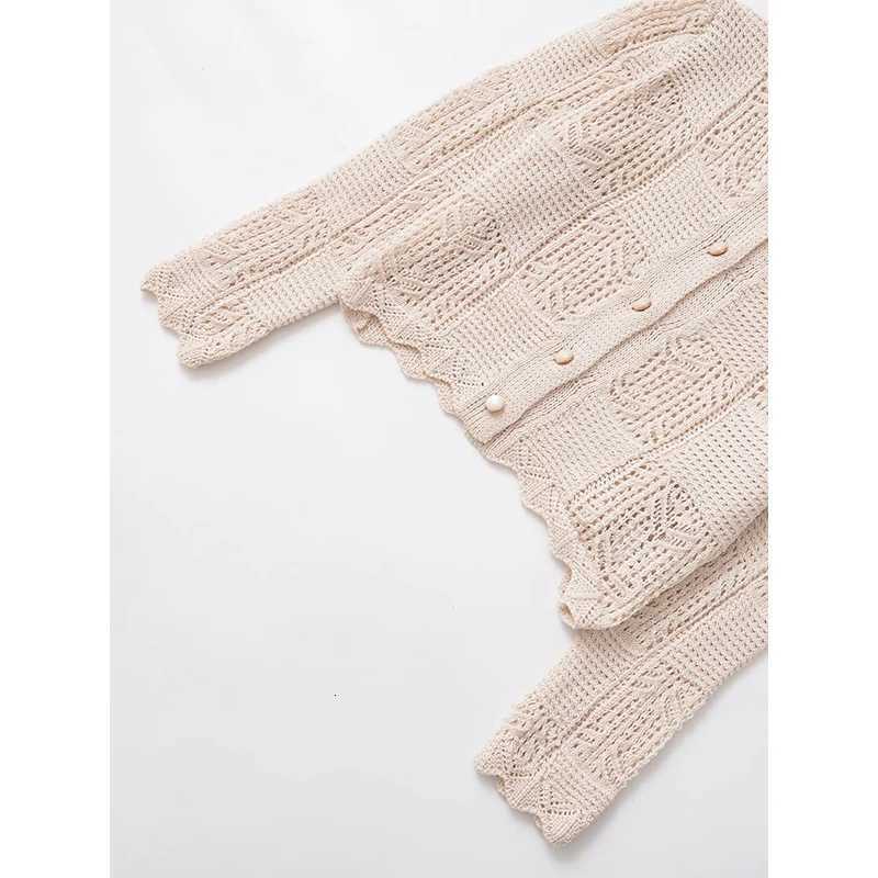 YENKYE New Autumn Women Front Button Round Neck Long Sleeve Pointelle Knit Cardigan Casual Short Outerwear X250724