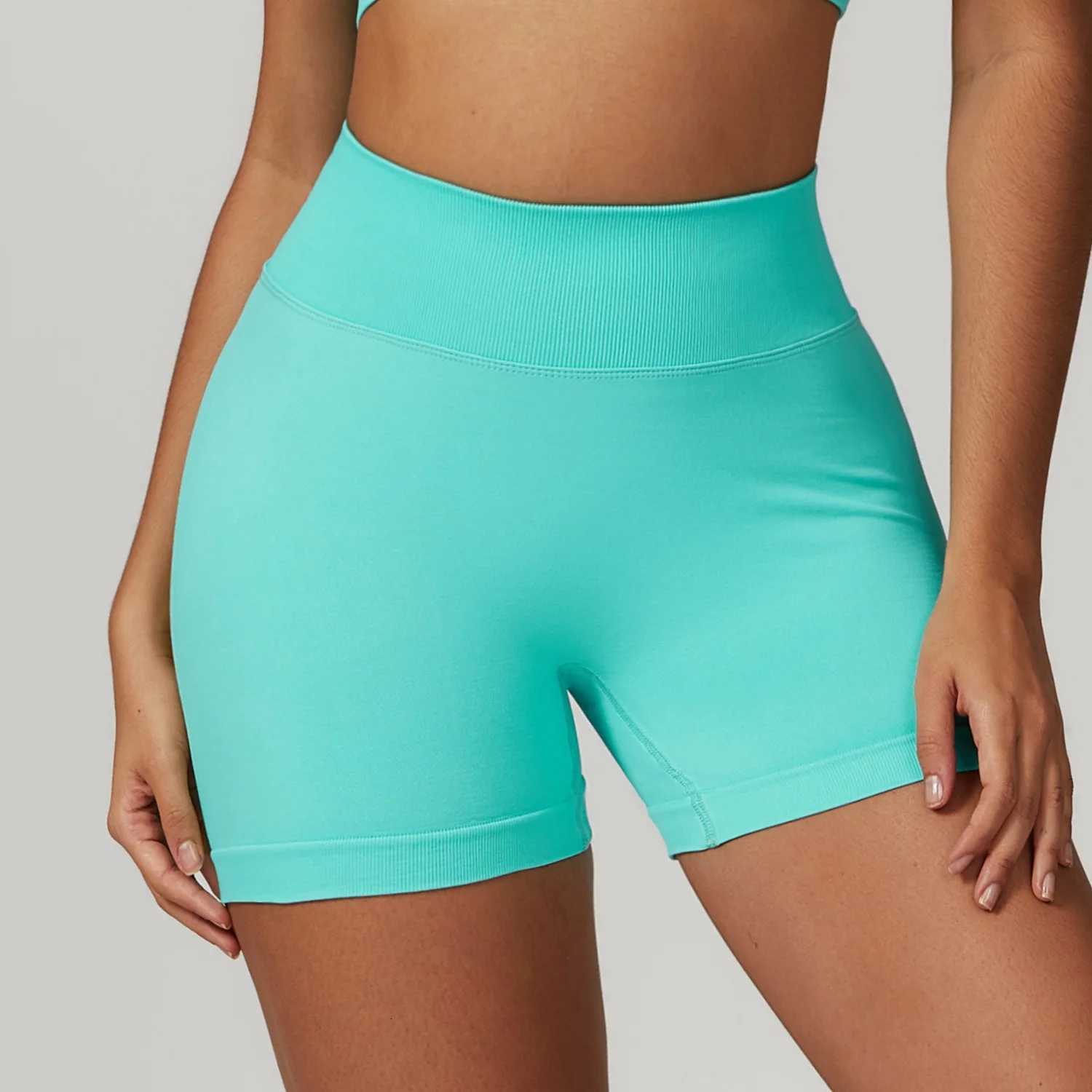 Seamless Sports Short Women Ribbed Shorts Squat Proof High Waist Fitness Tight Shorts Chuitskering Cycling Workout Gym Shorts XJ250724