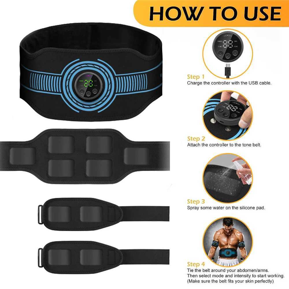 USB Rechargeable Abdominal Muscle Abdominal Toning Belt Muscle Toner Waist Arm Leg Training Home Gym Fitness Massager W250724