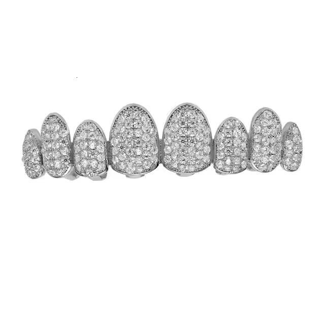 Bling 925 Silver Plated Moissanite Round Cut Diamond Grillz Fashion Affordable Iced Grillz Custom Made with Precision