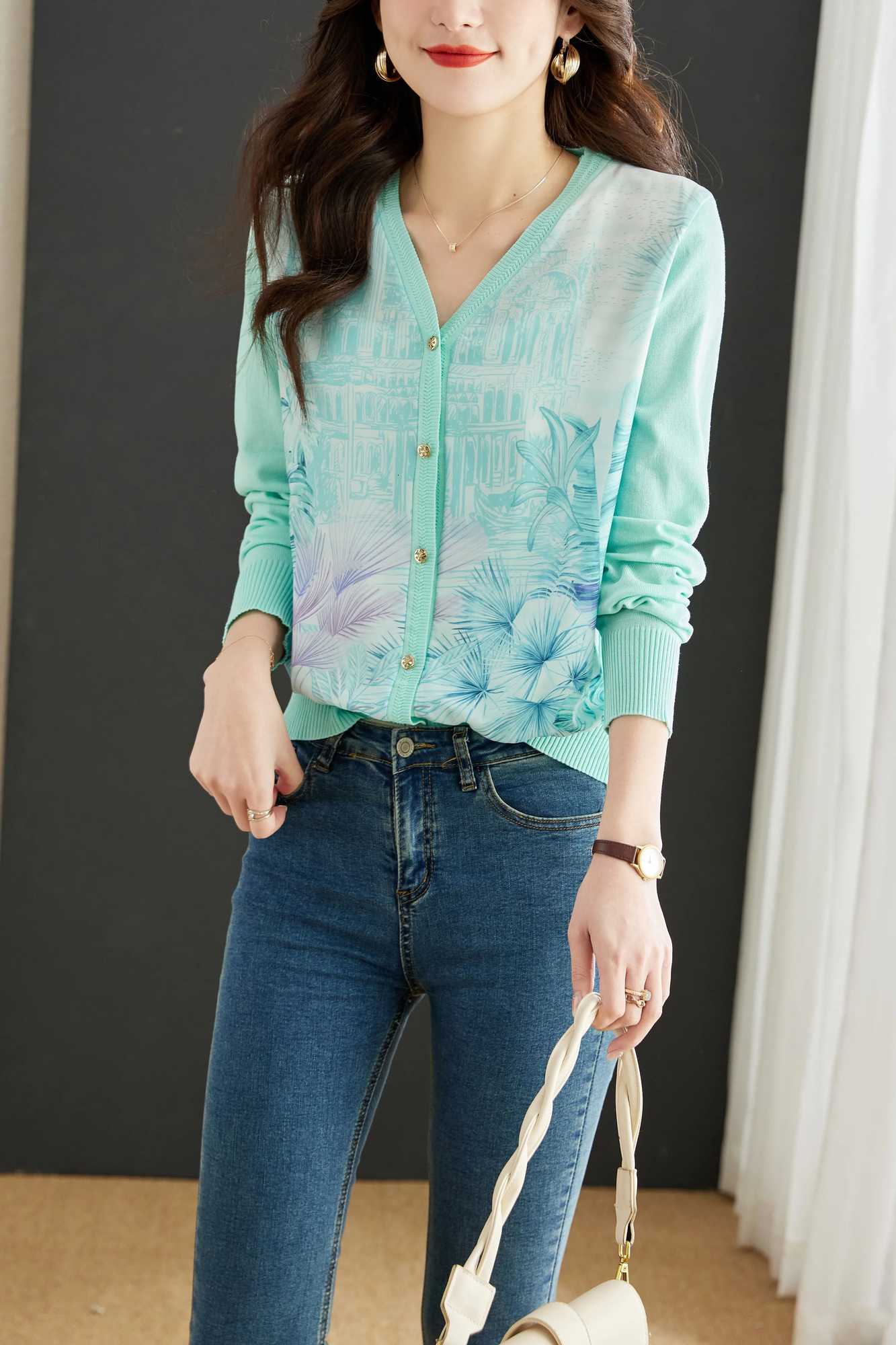 New Casual Soft Knit Bottoming Shirts Sweater Cardigans Sweater Ts Basic Shirts Knitted Tops X2507241