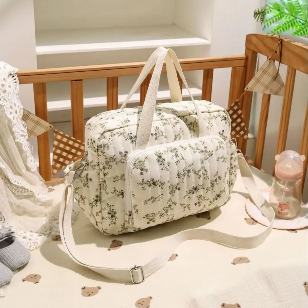Korean Style born Baby Care Diaper Bag Mummy Shoulder Embroidery Quilted Stroller Storage Organizer Large Handbags 250724
