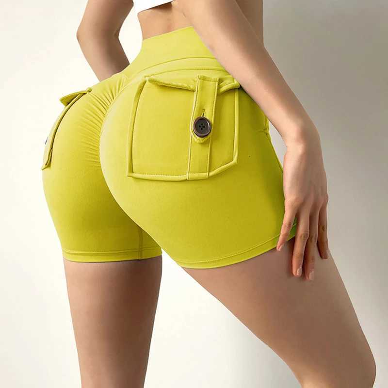 Peach Butt Fitness Shorts Womens Exercise Three-Quarter Pants Cargo Air Dry Pocket Yoga Tight Lift Summer XJ250724