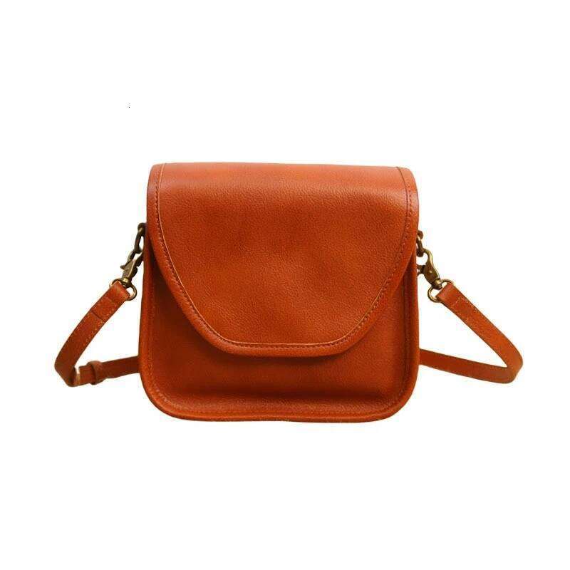 Handmade Top Layer Cowhide Vegetable Tanned Leather Crossbody Shoulder Bag, Artistic Retro French Japanese Vintage Saddle Bag