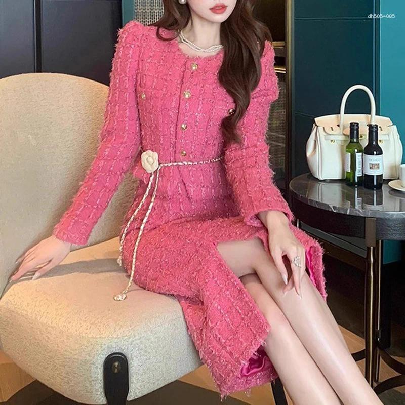 Women's Tracksuits Spring Autumn Fashion Female Slim Outfit Women Cropped Tweed Jacket Coat High Waist Split Half Skirt Suit Elegant Two