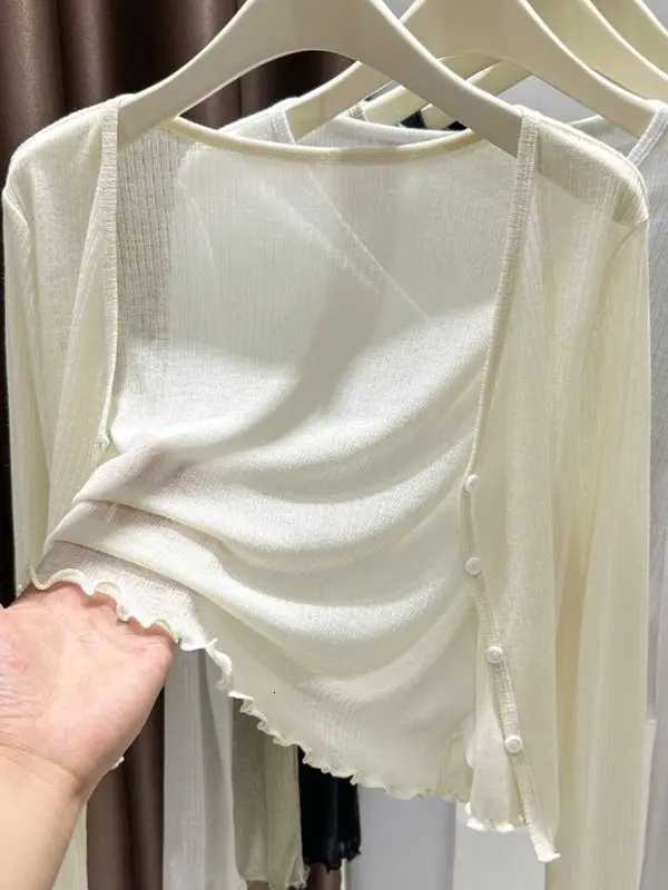 Plus Size Plus Size Ice Silk Thin Sun Protection Cardigan Womens Summer Or Toulder Wrap Ear Look Outerwear Cover Up Jacket X250724
