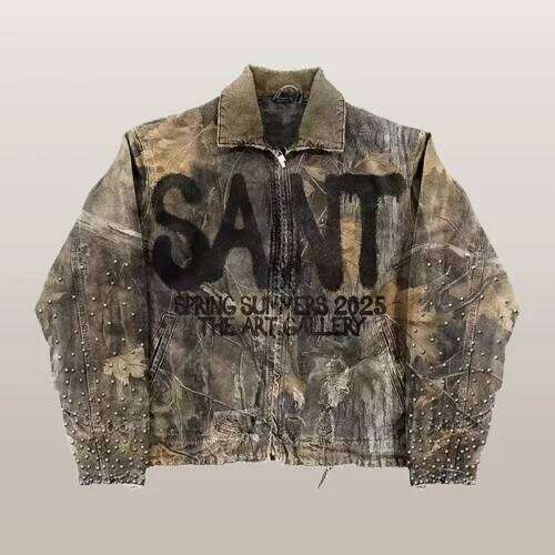 Women's Wear Retro Camouflage Leaf Y2k Coats Mens Womens Haruku Hip Hop Letter Embroidery Patchwork Oversized Jacket Casual Clothes