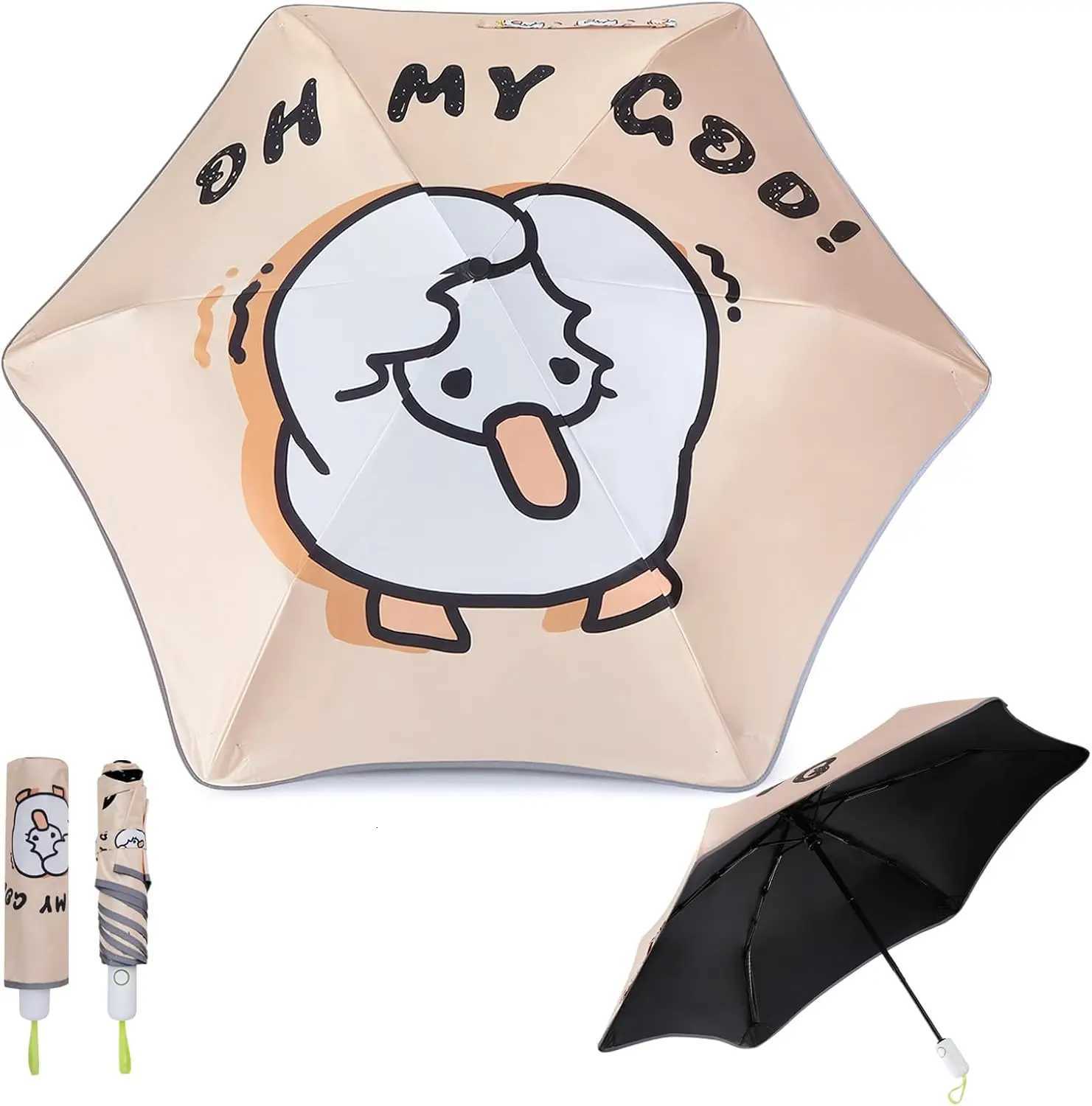 Saferound Folding Umbrella Anti UV Compact Durable Auto Open Close Lightweight Backpack Cute Cartoon Umbrella for Girls and Boys R250724