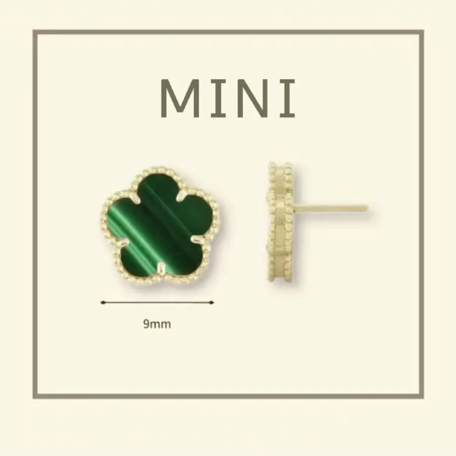 designer earrings womens jewelry designer jewelry Emerald Mini clover earrings Turquoise 18K Gold Plated Wedding earrings designer earring for Turquoise With box