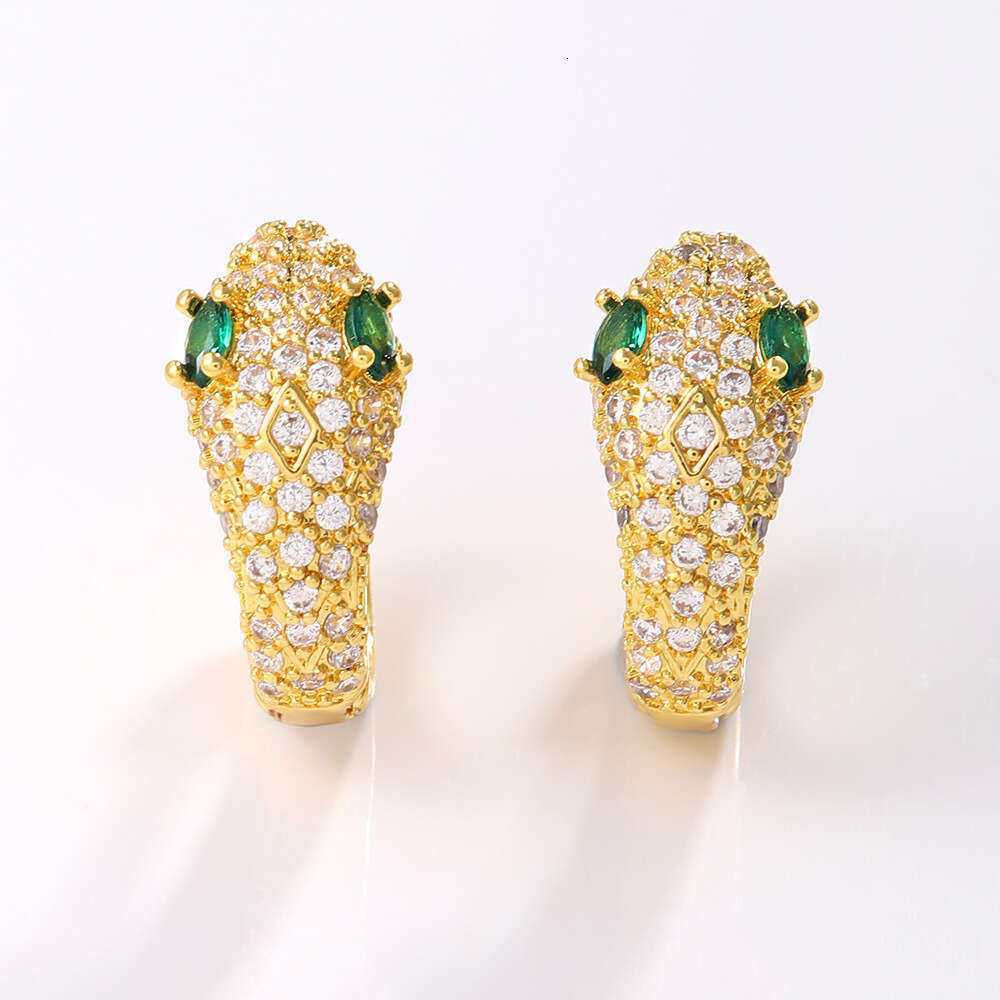 2024 Hot-Selling Same Style Micro-Inlaid Zircon Snake-Shaped Elegant Women's Hoop Earrings Exquisite