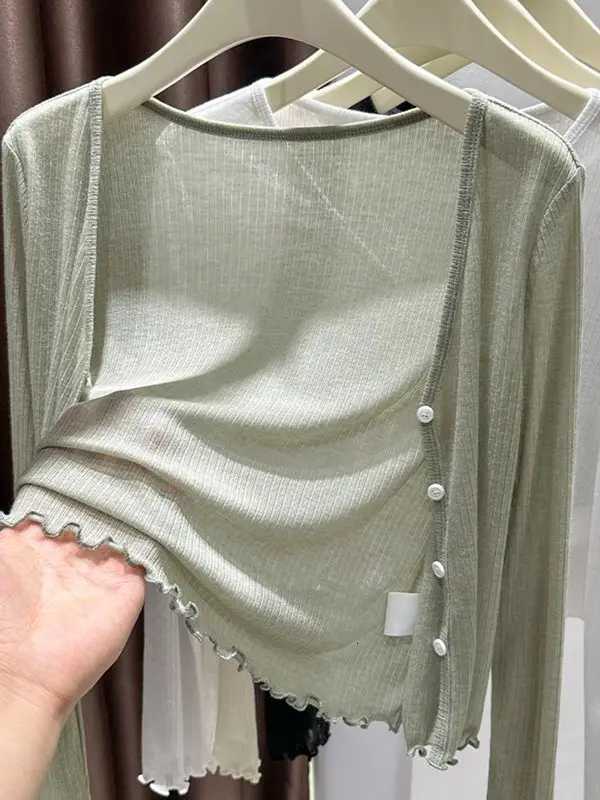 Plus Size Plus Size Ice Silk Thin Sun Protection Cardigan Womens Summer Or Toulder Wrap Ear Look Outerwear Cover Up Jacket X250724