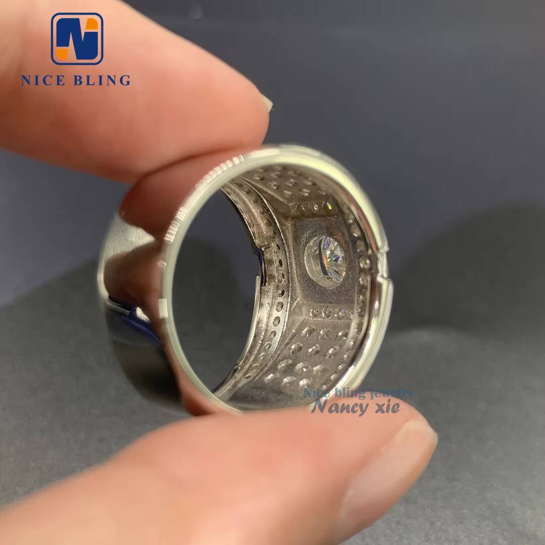 Iced Out Moissanite Jewelry Men Ring Vvs Big Main Moissanite Diamond 925 Silver Cuban Designer Hip Hop Rings