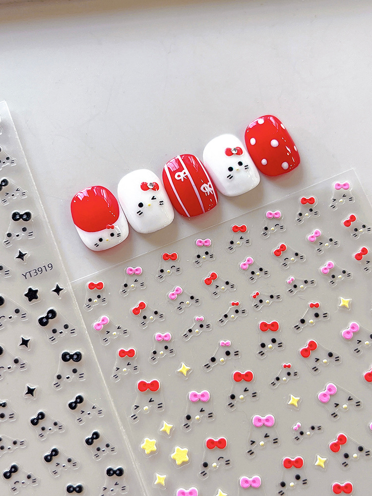 YITU Ants Hello Kitty, Bow, Cute Expressions, Nail Stickers, Black Series, Nail Decoration Stickers