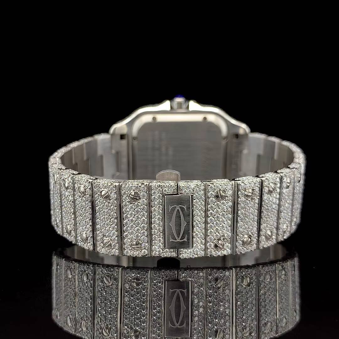 High Quality VVS Moissanite Diamond Wrist Watch for Men Hot Selling Stainless Steel Band Quartz Movement Iced out Hip Hop watch