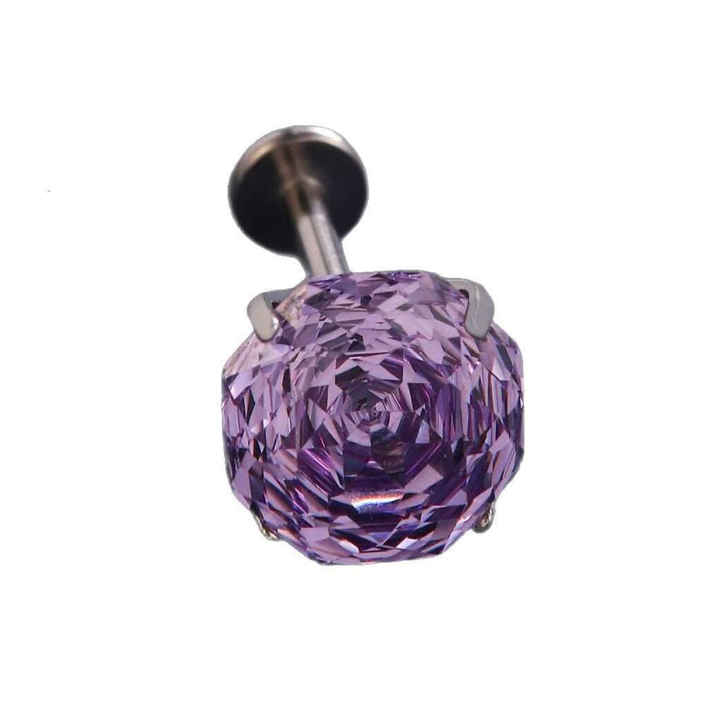 Octagonal Millennium Rose Cut Crystal Zircon Earrings for Women High-end Lip Body Piercing Jewelry Ear Bone Stud
