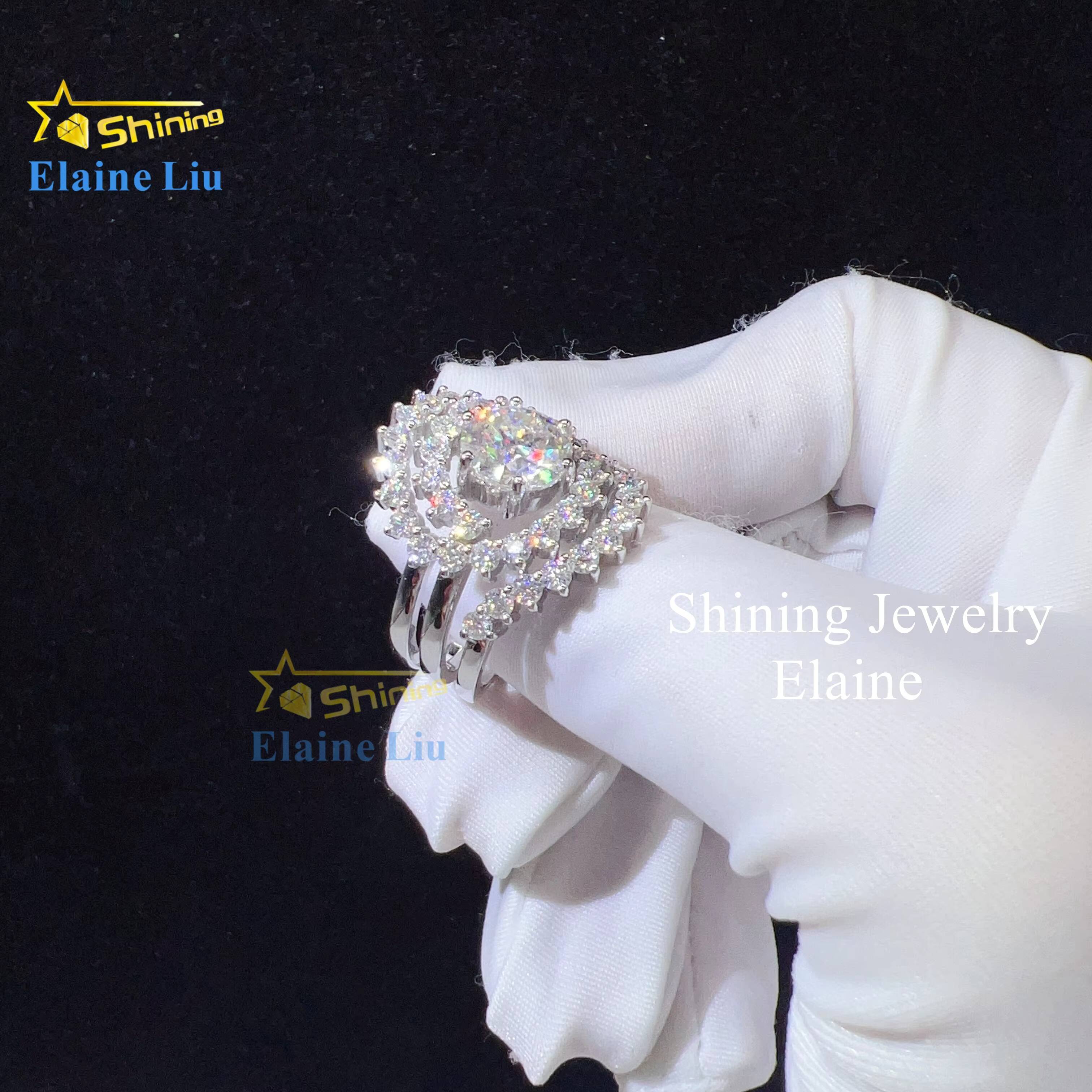 Fashion Vvs Moissanite Luxury Designer Wedding Rings for Women Diamond 925 Sterling Silver Gold Rings