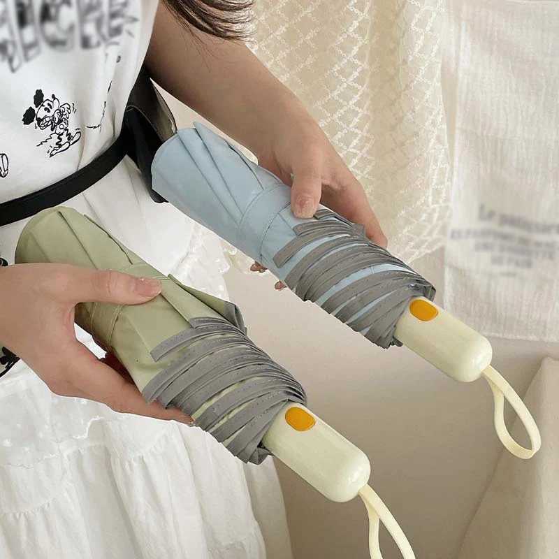 Rounded Corner Folding Umbrella Sun Protection UV Protection Lightweight Sun Umbrella Anti Rebound Weather Resistant Dual-use R250724