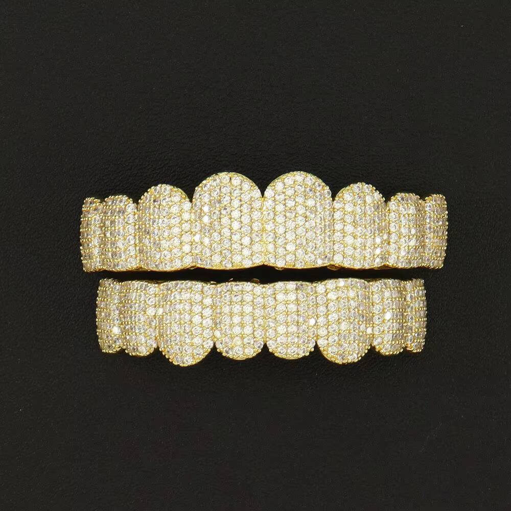 Custom Sterling silver Moissanite Diamond Grillz Shine Bright with Iced Out Bling for Rap Battles Music Streetwear Fashion