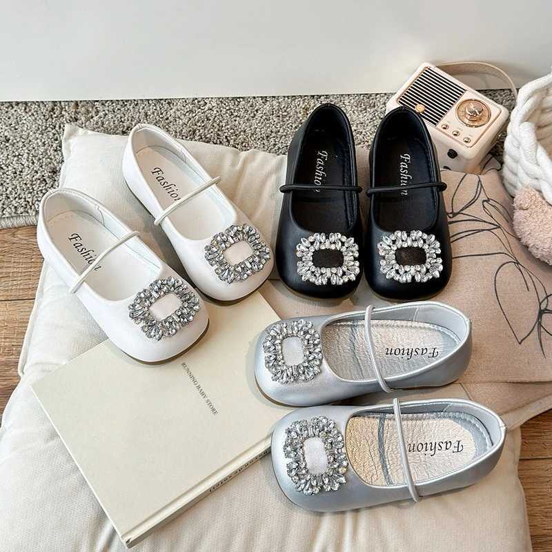 12 Square Sparkling Rhinestones Children Shoes Girls French Sle Princess Runway Shoes Shallow Kids School Student Footwear I04162 XJ250724