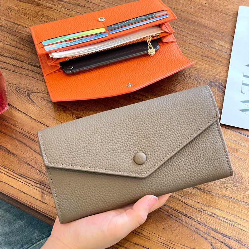 Free Shipping Women's Leather Long Wallet, Multifunctional Large Capacity Wallet, 2025 Designer Bag New Elegant Mobile Phone And Wallet Small Han