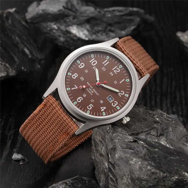 Men Brand Cheap Watches Students Fashion Casual Nylon Band Sports Military Date Quartz Wristwatch Mens Cheap Watch Mens Watch W250724