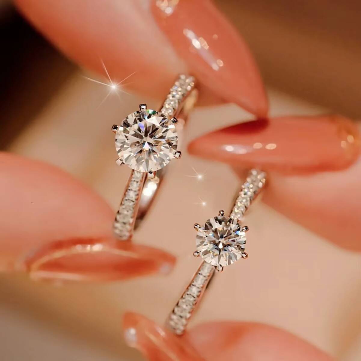 925 Sterling Silver Engagement Ring Moissanite Diamond Wedding Ring Women Engagement Luxury Diamond Rings