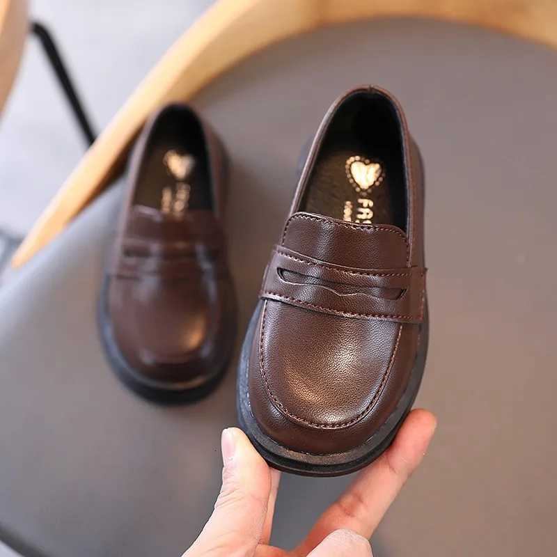 Kids Loafers Slip-on Pu Leather Shallow Black Brown Boys Girls Flat Shoes 21-36 Toddler Fashion Leisure Children Casual Shoe XJ250724