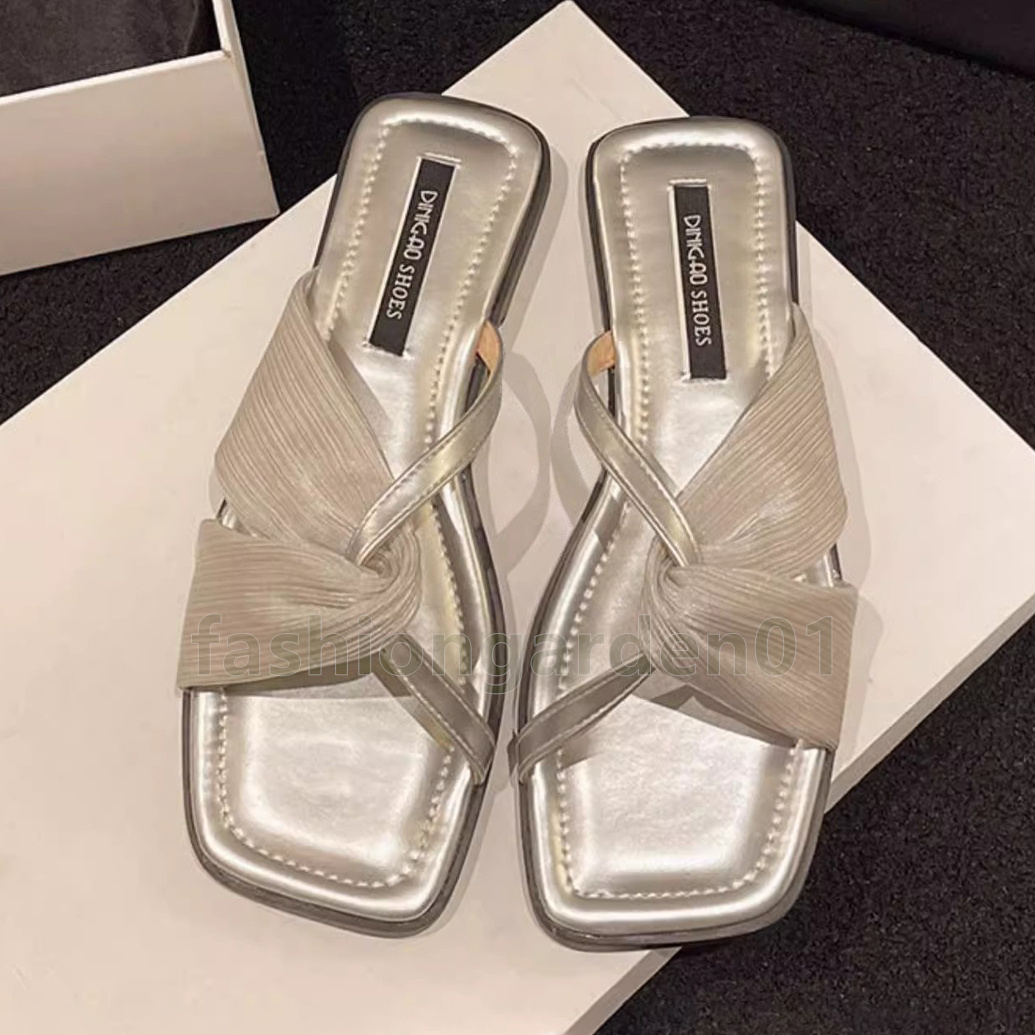 designer sandals casual slides flats slippers womens sliders summer cross-belted open-toe mules sandal daily outdoor beach slide size 35-42