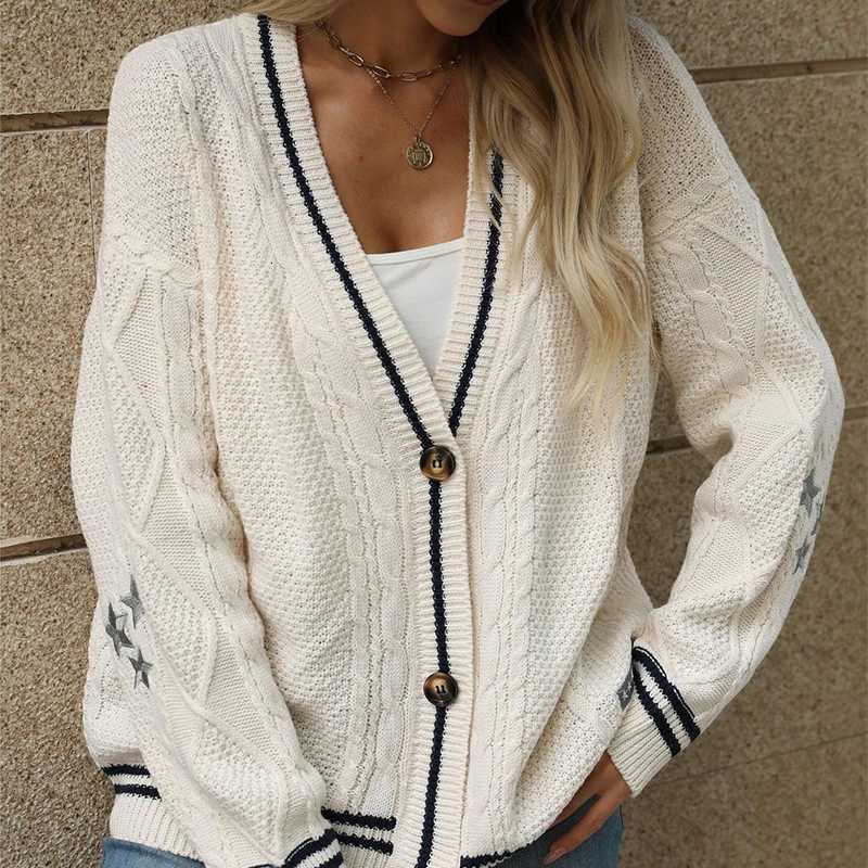 2025 Casual Single Breasted Cardigan for Women Spring Autumn Soft V-Neck Long Sleeve Sweater for Women Loose Print Cardigan Mujer X250724