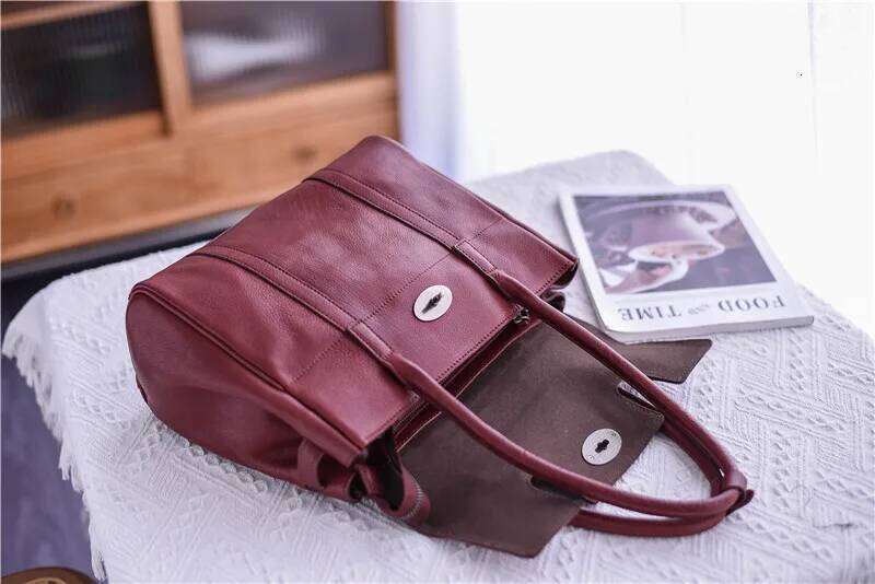 Business Casual Designers Handmade Genuine Leather Women's Shoulder Bag Fashion Outdoor Travel Work Real Cowhide Female Handbag