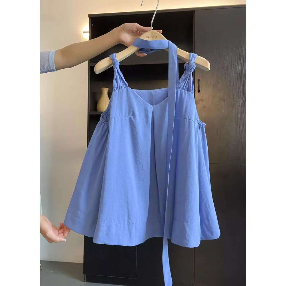 sxzy korean style chic niche unique vneck twist camisole for women summer design loose slimming sleeveless top