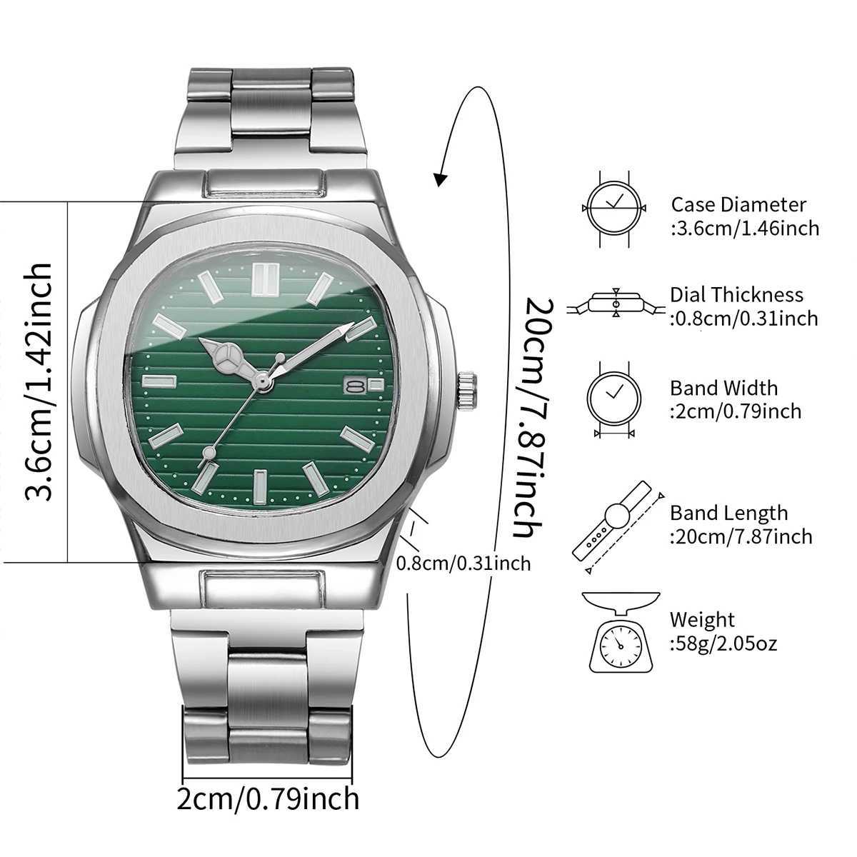 2/4PCS Men Business Watches Set Fashion Square Dial Quartz Wristwatch with Calendar Lendar Reloj HombreWithout Box W250724