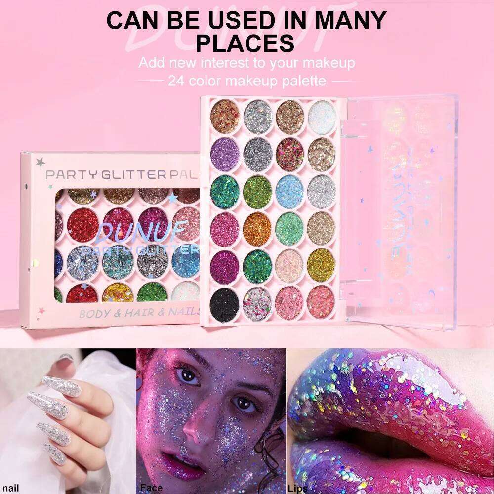 24 Colors Body Face Glitter Gel Palette Waterproof Eye Hair Loose Sequins Eyeshadow ltifunctional Party Deco Makeup Cosmetics X250723