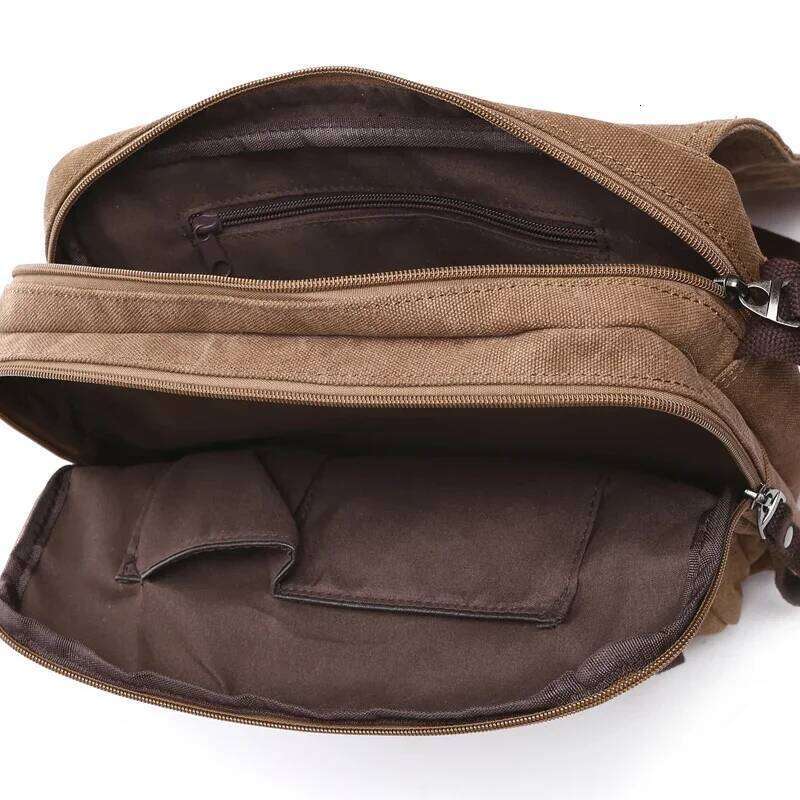 Men Traveler Zip Shoulder Casual Canvas Bolsos De