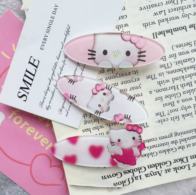 Cute Cartoon Kitty Cat Hairpin Korean Girl Sweet Elliptical Side Bangs Student Headband Versatile Hair Accessory