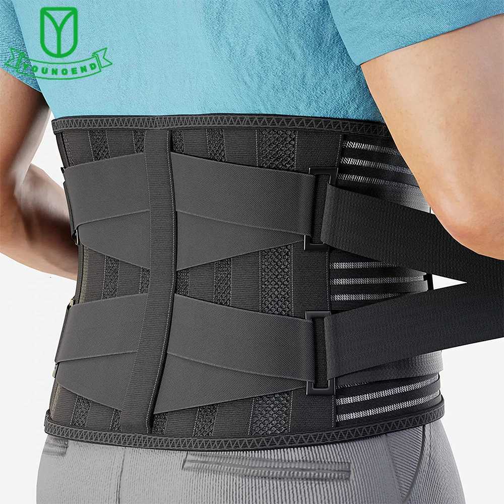 Elstiac Lumbar Back Belt Waist Support Adjustable Lumbar Pad with 6 Stays Abdominal Binder Fitness Gym Belts Women Men W250724