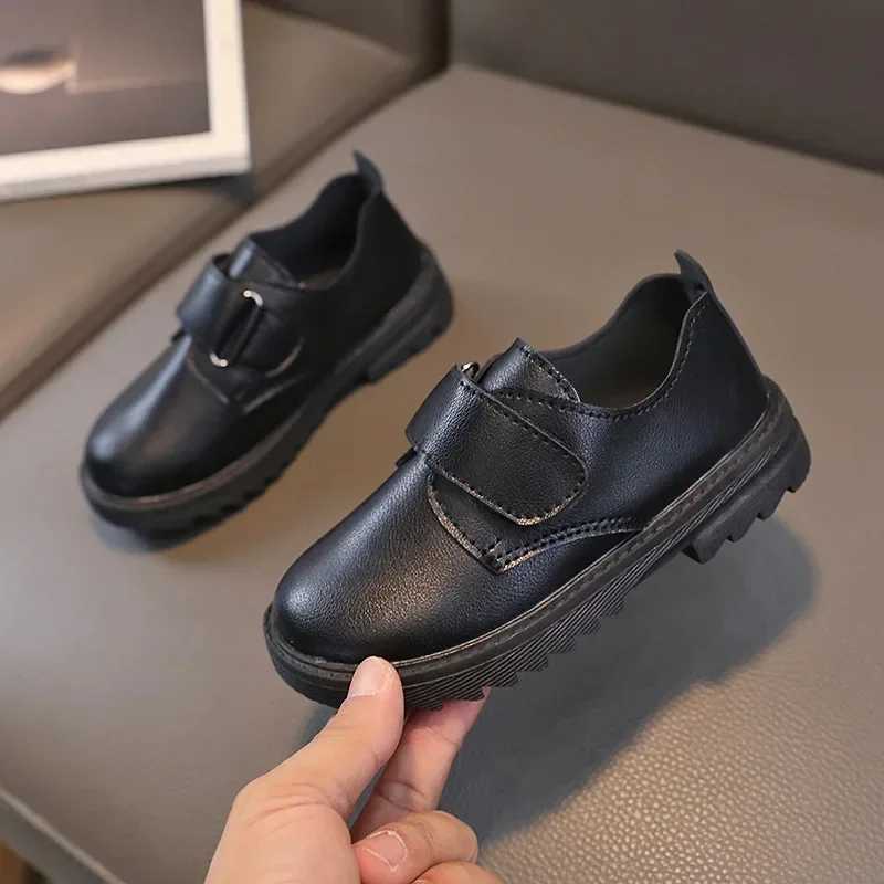 Boys Leather Shoes Solid Color Children Girls Casual Loafers Soft Hook Loop Cute Kids Fashion Performance Shoes 2024 New XJ250724
